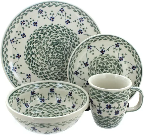 Vista 2 de Cerámica polaca Blue Rose – Juego de 4 piezas Blue Harmony – Servicio para 1-1 lugar – Ideal para cenas diarias, comidas informales o como vajilla
