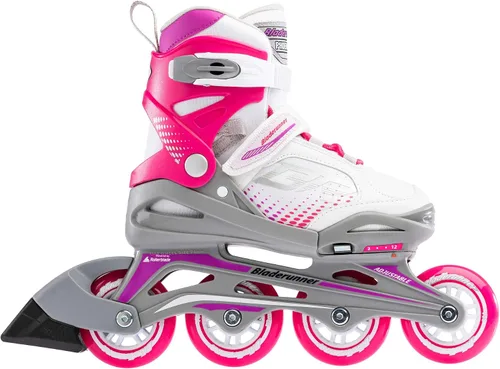 Vista 2 de Bladerunner by Rollerblade Phoenix - Patín en línea ajustable para niñas, blanco y fucsia, juvenil, patines en línea de alto rendimiento