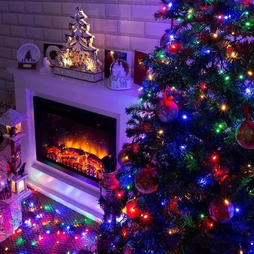 Vista 8 de 1000 luces LED de Navidad de 328 pies, luces de Navidad impermeables para exteriores con 8 modos y temporizador, luz de hadas enchufable para Varios