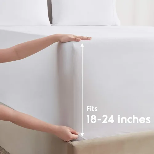 Vista 2 de Juego de sábanas Nestl para cama individual extra profundas - 4 piezas transpirables y refrescantes - Juego de ropa de cama de lujo estilo hotel