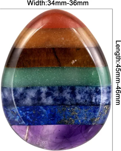 Vista 3 de TUMBEELLUWA Juego de 4 piedras de lágrima y pulgar, piedras curativas de chakras para aliviar la ansiedad, piedras de bolsillo de cuarzo pulido, 7 7