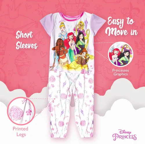 Vista 4 de Disney Conjunto de pijama de 3 piezas para niña, suave y lindo para niñas