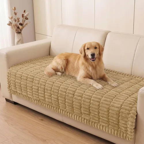 Vista 25 de Smiry - Funda para sofá para perros lavable, fundas para sofá de mascotas no deslizantes y peludas para sofá de 3 cojines, aptas para mascotas