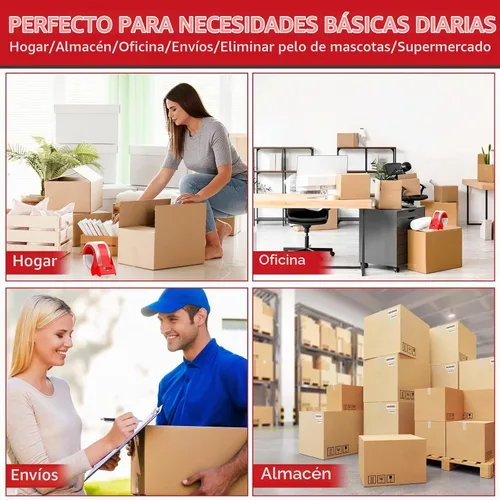 Vista 6 de Cinta de embalaje transparente resistente con dispensador, 2 rollos de cinta de envío fuerte y duradera, cinta de embalaje de 1.88 pulgadas x 55
