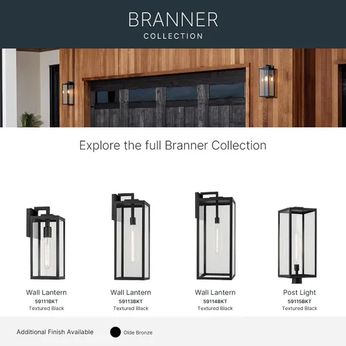 Vista 10 de Kichler Branner - Lámpara de pared para exteriores, cristal transparente, color negro texturizado