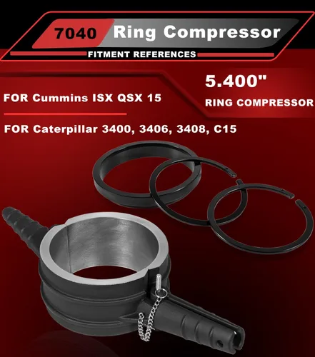 Vista 2 de 7040 Herramienta de compresor de anillo de pistón, adaptador de compresor de anillo de pistón y kit de anillo antipulido para Cummins ISX QSX 15