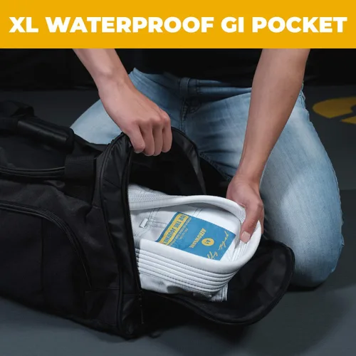 Vista 5 de Gold BJJ Jiu Jitsu - Bolsa de lona Bolsillo impermeable para Gi sudoroso, Rashguard o zapatos La bolsa de lona perfecta para artes marciales