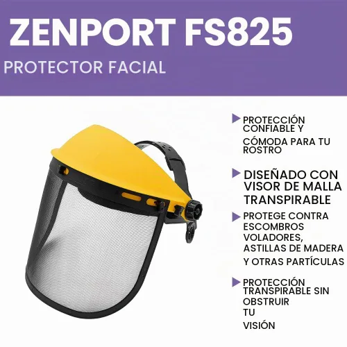 Vista 3 de Protector facial Zenport con visera de malla ajustable