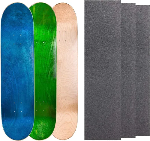 Vista 33 de Cal 7 Tablas de patineta de arce en blanco con cinta de agarre (paquete de 3, combinaciones)