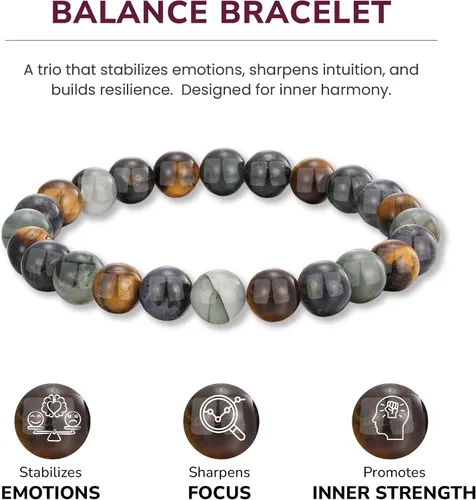 Vista 88 de Crystal Vibe Pulseras de cuentas de 0.315 in para mujeres y hombres, pulseras de cristal con piedras preciosas naturales, tamaño elástico ajustable