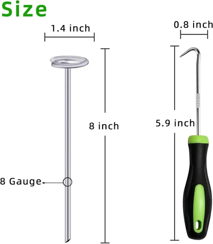 Vista 2 de Grapas circulares de 8 pulgadas para paisaje, 100 estacas de acero galvanizado de calibre 8 resistentes para jardinería al aire libre, barrera