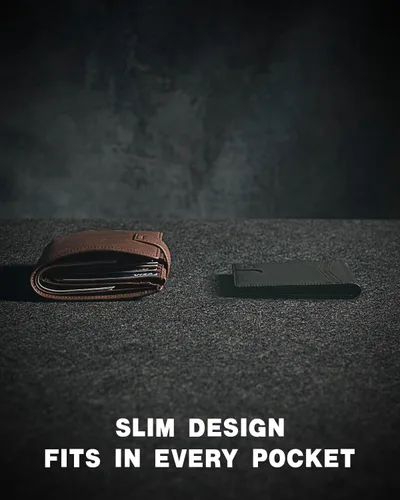 Vista 70 de Zitahli - Carteras delgadas con clip para dinero para hombre, tarjetero minimalista, de cuero, plegable, con bloqueo RFID, cartera de bolsillo