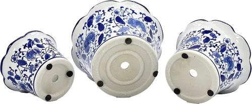 Vista 8 de Galt International Maceta decorativa de cerámica de porcelana floral azul y blanca de 8 pulgadas, 6 pulgadas/4.5 pulgadas, diseño chino asiático