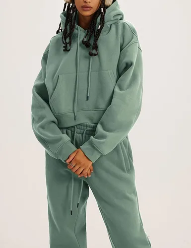 Vista 92 de Kissonic Conjunto deportivo de forro polar para mujer, 2 piezas, sudadera con capucha y pantalones deportivos