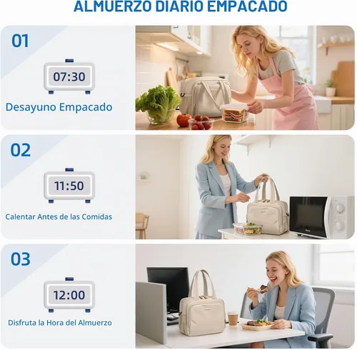 Vista 7 de Bolsas de almuerzo reutilizables con aislamiento para mujer