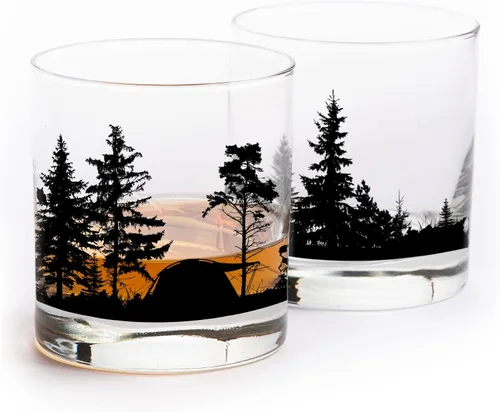 Vista 18 de Juego de vasos de whisky de paisaje de playa Black Lantern Juego de 2 vasos estilo antiguo de 11 oz Vasos de cóctel con base pesada en caja