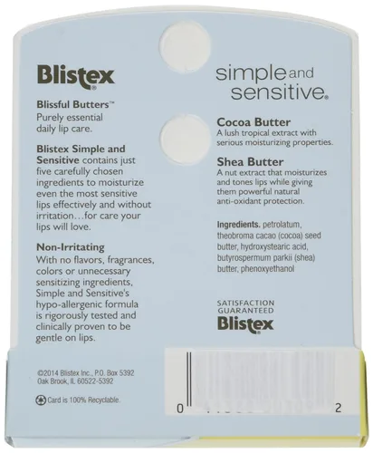 Vista 3 de Blistex Simple & Sensitive Lip Moisturizer 0.15 oz (paquete de 6)