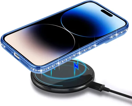 Vista 5 de Funda diseñada para iPhone 11 Pro Max con purpurina, cubierta de lujo con incrustaciones de diamantes para mujeres y niñas con protector de cámara