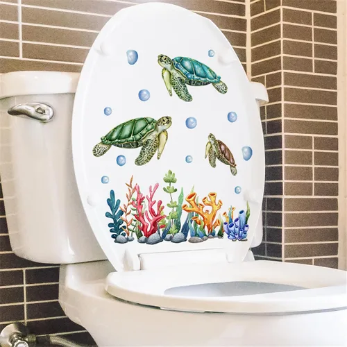 Vista 10 de Generic Calcomanías para tapa de inodoro con diseño de gato que ríe, diseño de gato blanco con dibujos animados, material de PVC impermeable