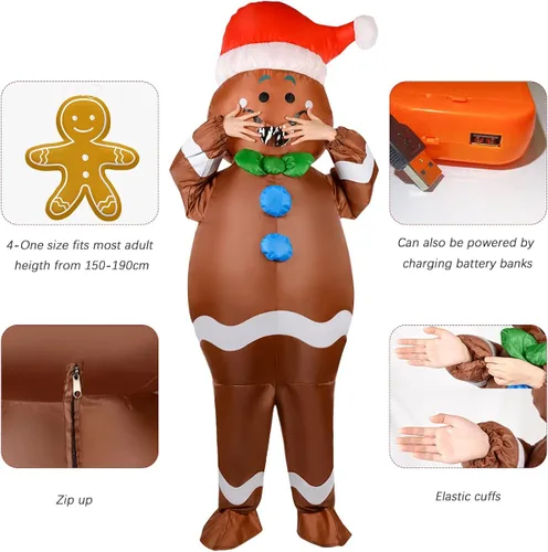 Vista 4 de Disfraz inflable inflable para adultos Navidad Halloween fiesta cosplay hombres y mujeres disfraz divertido de cuerpo completo