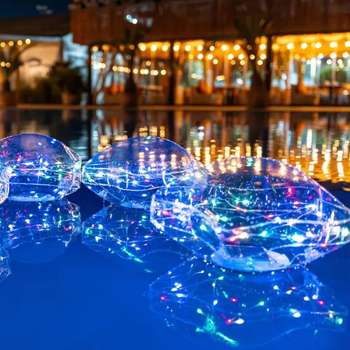Vista 10 de TIALLY Luces flotantes de hadas para piscina alimentadas por energía solar, bolas LED inflables impermeables de 14 pulgadas, luces para piscina