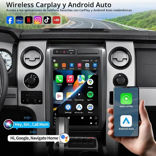 Vista 3 de Radio de coche para Ford F150 2009 2010 2011 2012, pantalla táctil de 12.1 pulgadas, inalámbrica, CarPlay, Android, estéreo, actualizado