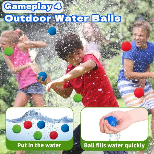 Vista 5 de Intoypad Juego de aspersores de agua 4 en 1 para niños y juguete de bola de agua, rociador de béisbol de cocodrilo para patio trasero, juguetes
