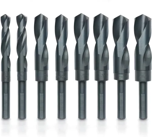 Vista 5 de HILTEX 10005 Juego de brocas jumbo Silver & Deming, 8 piezas, vástago de 1/2 pulgada, brocas industriales grandes de 9/16 a 1 pulgada, para metal