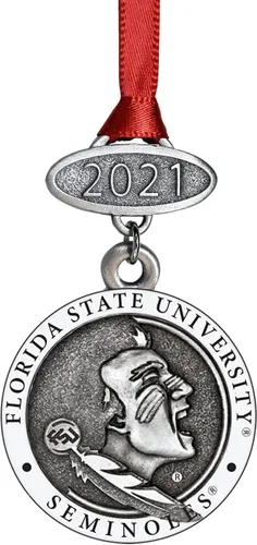 Vista 15 de Adorno de Alabama sin fecha Adorno de árbol de Navidad esculpido a mano Incrustación de metal de peltre Alma Mater intrincadamente elaborada