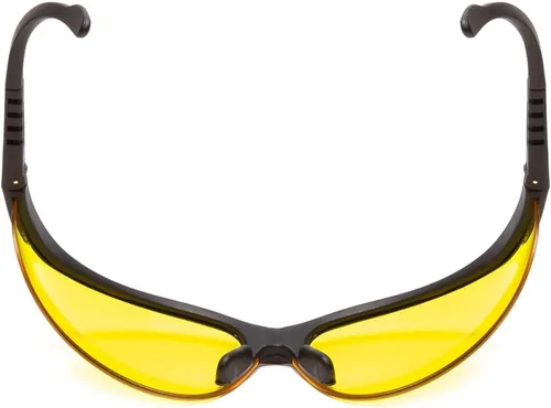 Vista 6 de Calabria ANSI Z87+S - Gafas de seguridad tintadas amarillas para hombres y mujeres, envolventes, antivaho, resistentes a los arañazos, protección
