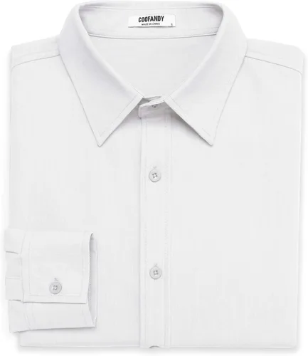 Vista 57 de COOFANDY Camisa de vestir casual de mezclilla con botones y manga larga para hombre