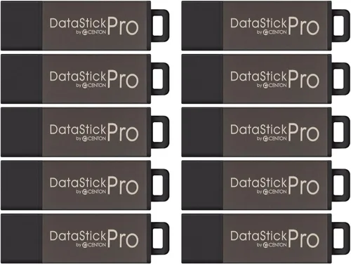 Vista 10 de Centon DataStick Pro - Unidad flash USB 2.0 de 16 GB x 2, color gris (DSP16GB2PK)