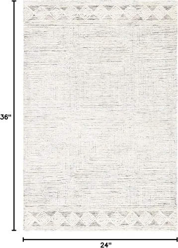 Vista 2 de SAFAVIEH Abstract Collection - Alfombra decorativa, 2 x 3 pies, marfil y gris, lana hecha a mano, ideal para zonas de alto tráfico en entrada, sala