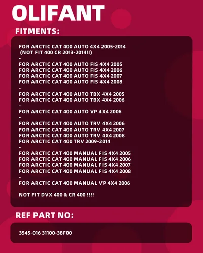 Vista 2 de Arrancador y relé para Arctic Cat 400 Auto 4x4 2005-2014,400 4x4 Auto FIS/TBX/VP/TRV,Arctic Cat 400 Manual FIS 4x4 2005-2008 3545-016 31100-38F00