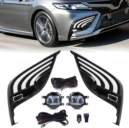 Vista 8 de Luz de circulación diurna para Toyota Camry 2021 2022 2023 luces antiniebla DRL LED de tres colores con señal de giro para Camry SE XSE luz LED
