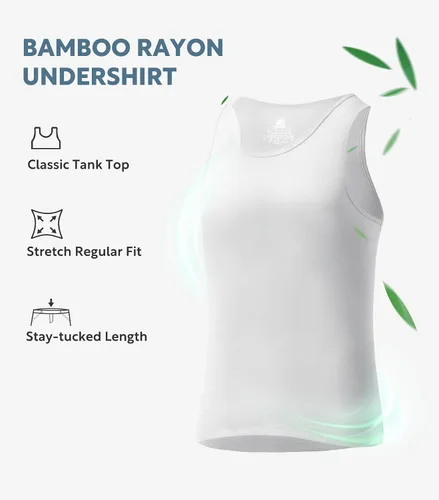 Vista 4 de DAVID ARCHY - Camisetas interiores de algodón y rayón de bambú con cuello redondo para hombre, de tirantes, paquete de 3 o 4