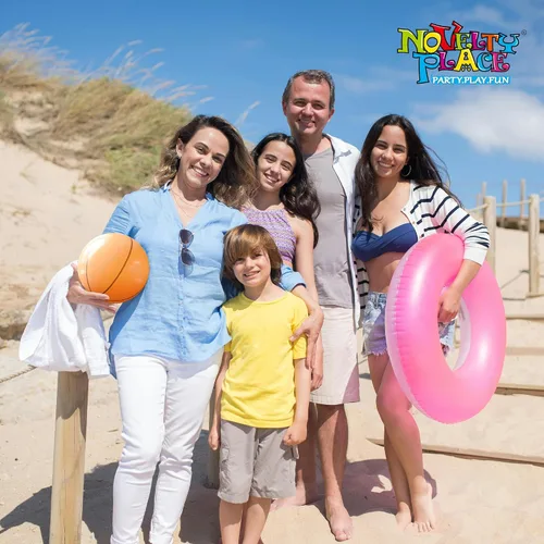 Vista 4 de Novelty Place Pelotas inflables de playa, paquete de 3, baloncesto de playa de 12 pulgadas para niños, suministros de fiesta de verano en la playa