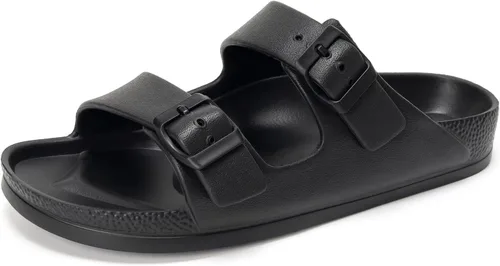 Vista 39 de FUNKYMONKEY - Sandalias bajas cómodas para mujer, hechas de etilvinilacetato, ajustables con hebilla doble