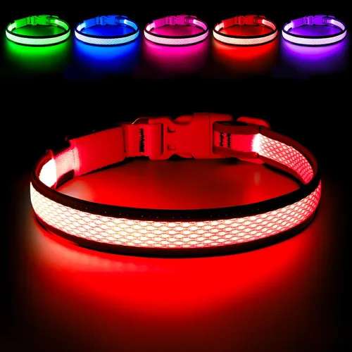 Vista 9 de Flashseen Collar LED para perro, collar de perro con luz recargable por USB, luces más brillantes para caminar por la noche, collar de perro con luz