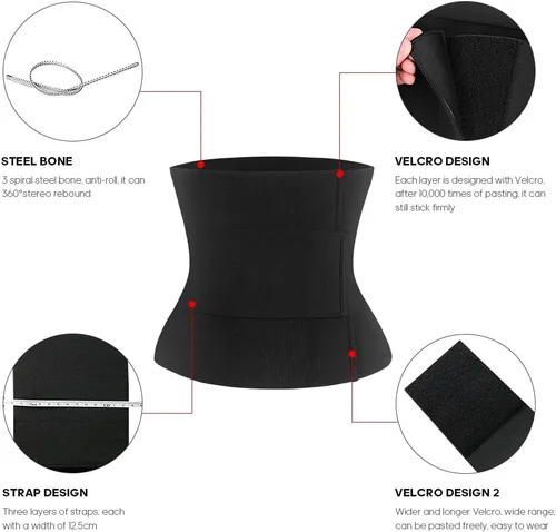 Vista 3 de SHAPERDIVA - Entrenador de cintura para mujer faja de control de abdomen, faja de corsé deportiva, faja de velcro para el cuerpo, moldeador