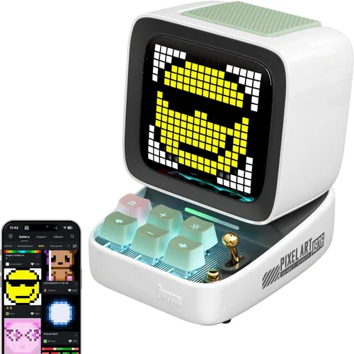 Vista 12 de Divoom Ditoo - Altavoz Bluetooth retro de arte pixelado con pantalla frontal de 16X16 LED controlada por aplicación (color negro)