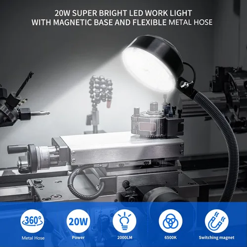 Vista 2 de Luz de trabajo magnética, luz LED para máquina, luz de trabajo con base flexible y magnética, lámpara de herramienta de tienda para torno, banco