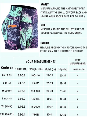 Vista 5 de CADMUS Womens High Waist Yoga Shorts Spandex Running Side Pockets