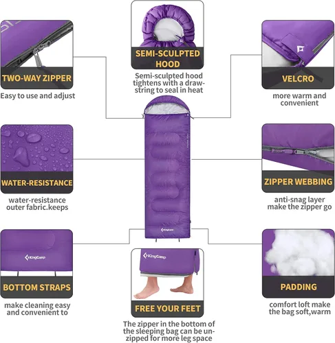 Vista 3 de KingCamp Sleeping-Bags Sleeping Bag for Adults
