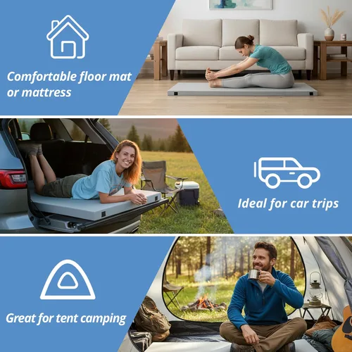 Vista 6 de EGOHOME Colchón de espuma viscoelástica de 2.5 pulgadas, portátil, enrollable, con parte inferior impermeable y antideslizante, tapete de camping