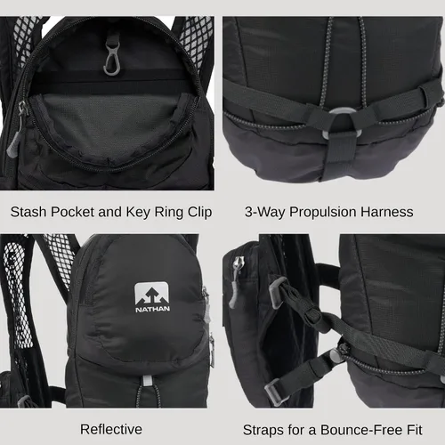 Vista 3 de Nathan Chaleco de hidratación para correr con bolsa de 2 litros incluida. Mochila con válvula de mordida para beber - Bolsillo compatible