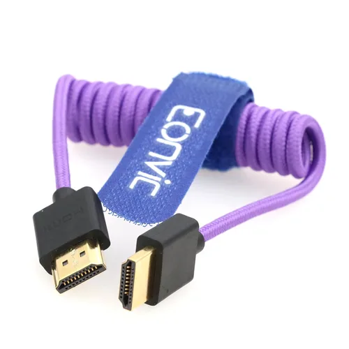 Vista 15 de 8K HDMI a abajo HDMI de alta velocidad negro en espiral trenzado cable para Sony A7S3 FX3 FX9 Canon C70 Z CAM E2 cámara Atomos Ninja V Shinobi Cable