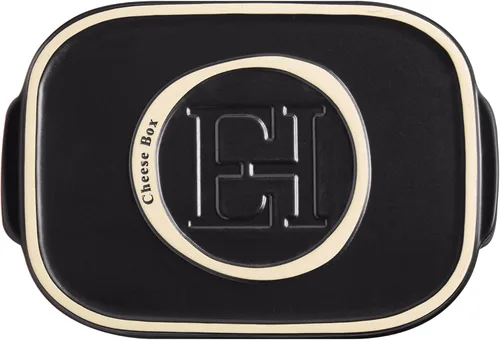 Vista 2 de Emile Henry, Caja de almacenamiento de queso negro/bandeja para servir, 12 x 8 x 4.4 pulgadas