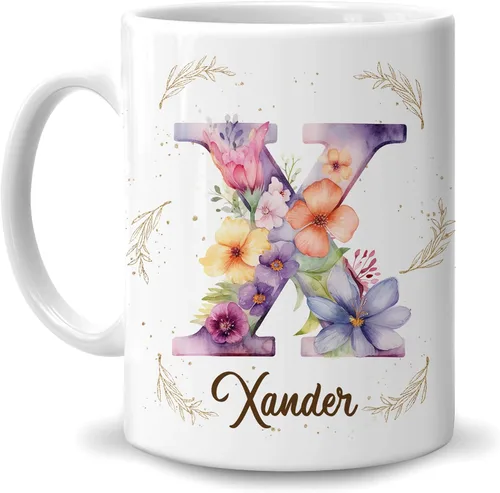 Vista 10 de Hyturtle Taza de café personalizada con inicial con nombre, monograma de cumpleaños, regalos de Navidad para niñas y mujeres, letra A del alfabeto