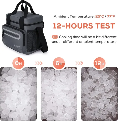 Vista 8 de TOURIT Lonchera grande de 14L con aislamiento para almuerzo, enfriador de comida para hombres y mujeres, color negro